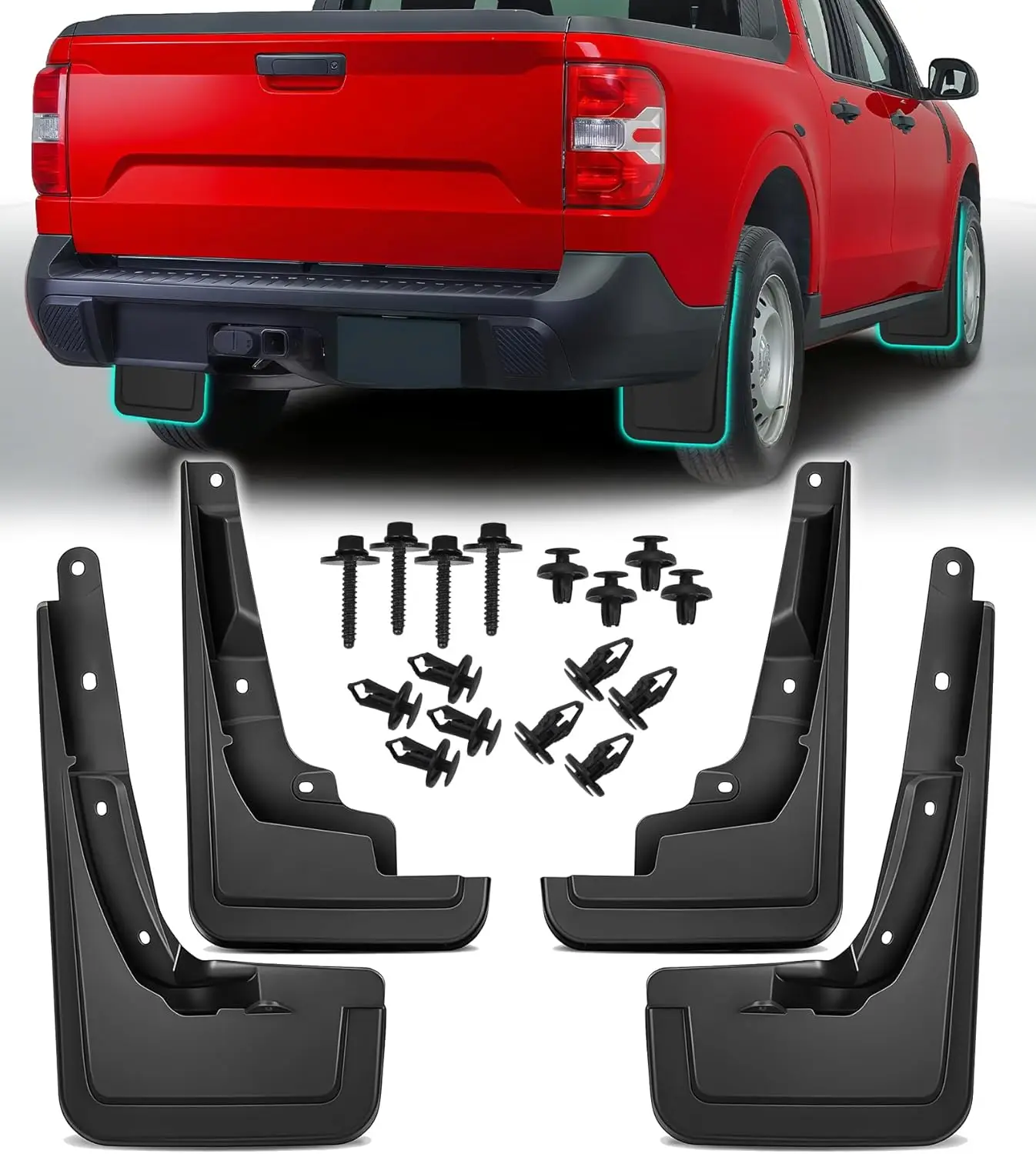 

No Drilling Mud Flaps for Ford Maverick 2022-2025 Accessories Splash Guard Mudflaps Front Rear Mudguard Kit, 4-Piece Set