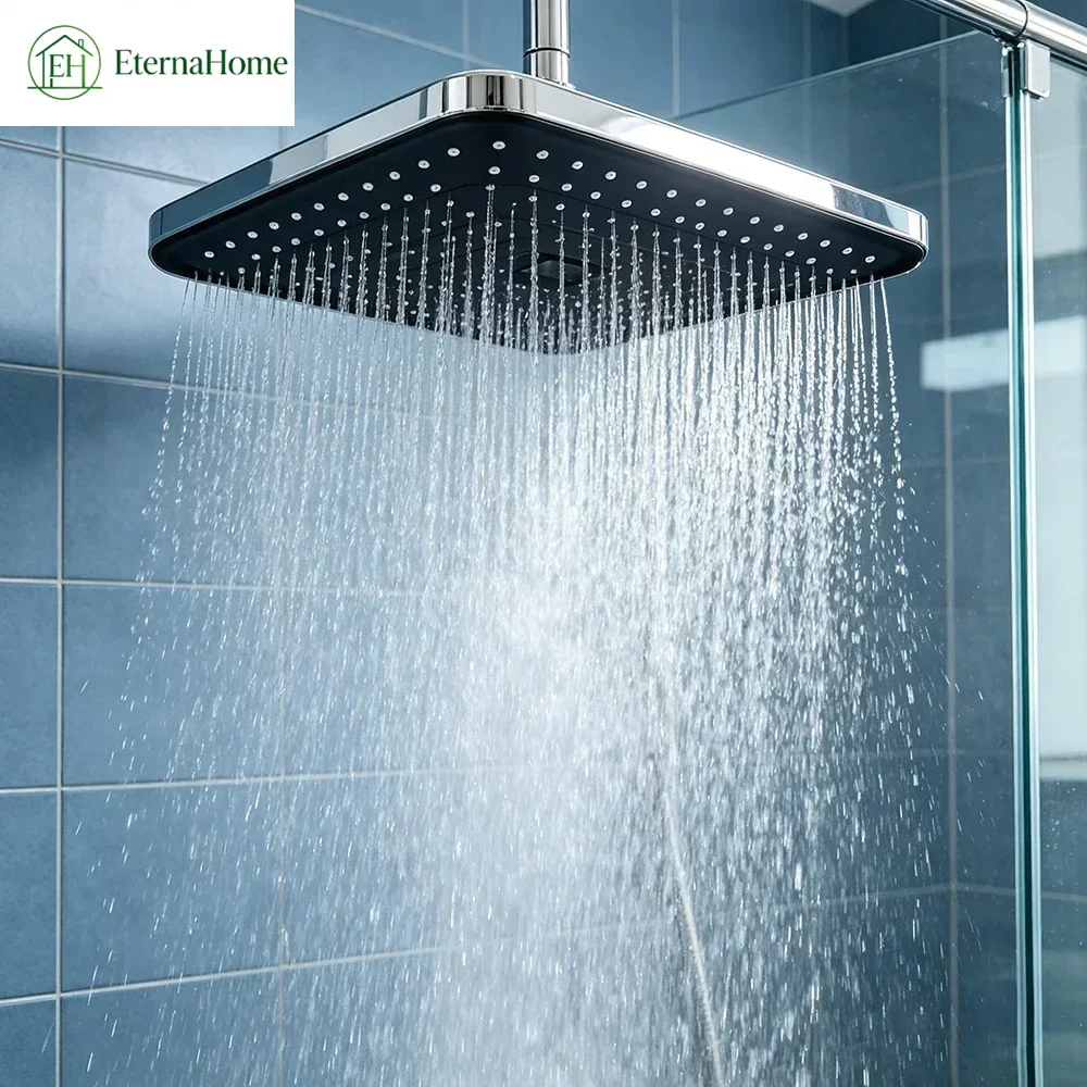 12 Inch Large Square High‑Pressure Rain Shower Head Overhead Nozzle Rainfall Spray Mode Practical Replacement for Bathtub Shower