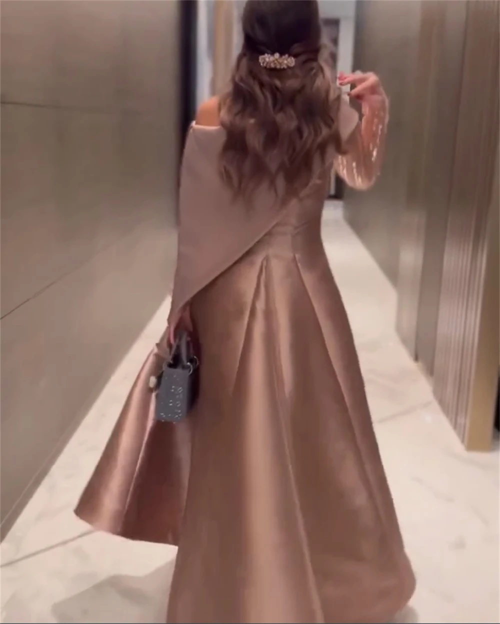 Vestido de fiesta fruncido con lentejuelas de satén personalizado, corte en A, un hombro, vestido para ocasión a medida, vestidos por debajo de la rodilla de Arabia Saudita