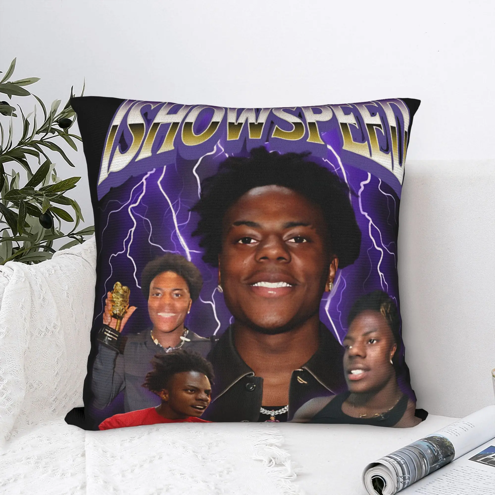 Ishowspeed YouTuber Funny Face Meme  Pillow Case  Kawaii Pillow Cover Graphic Pillowcases For Living Room Bed Chair