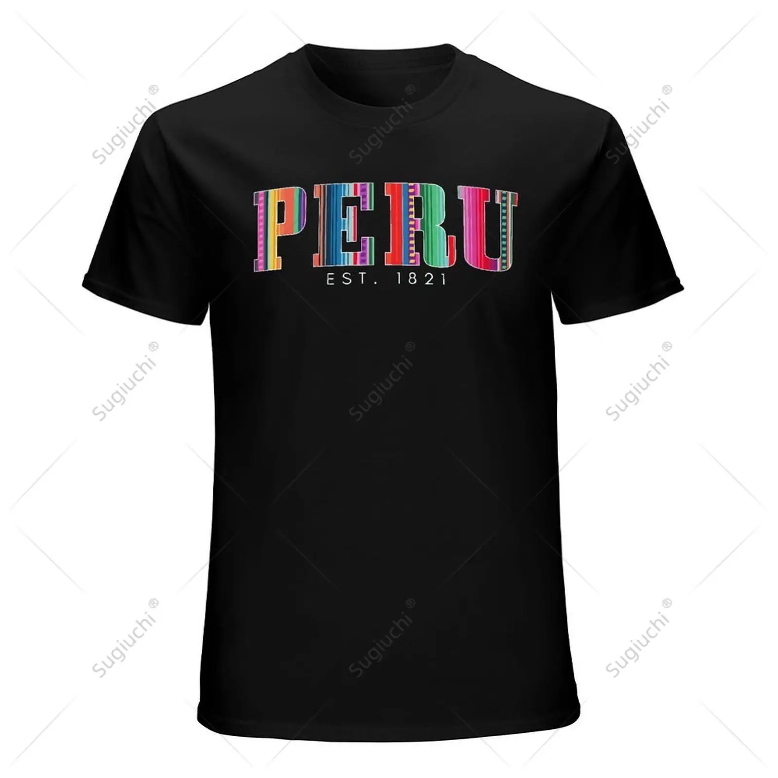 Unisex Men Peru Est. 1821 Peruvian Pattern Roots Pride Vintage Peru Tshirt Tees T Shirts Women Boys 100% Cotton T-Shirt