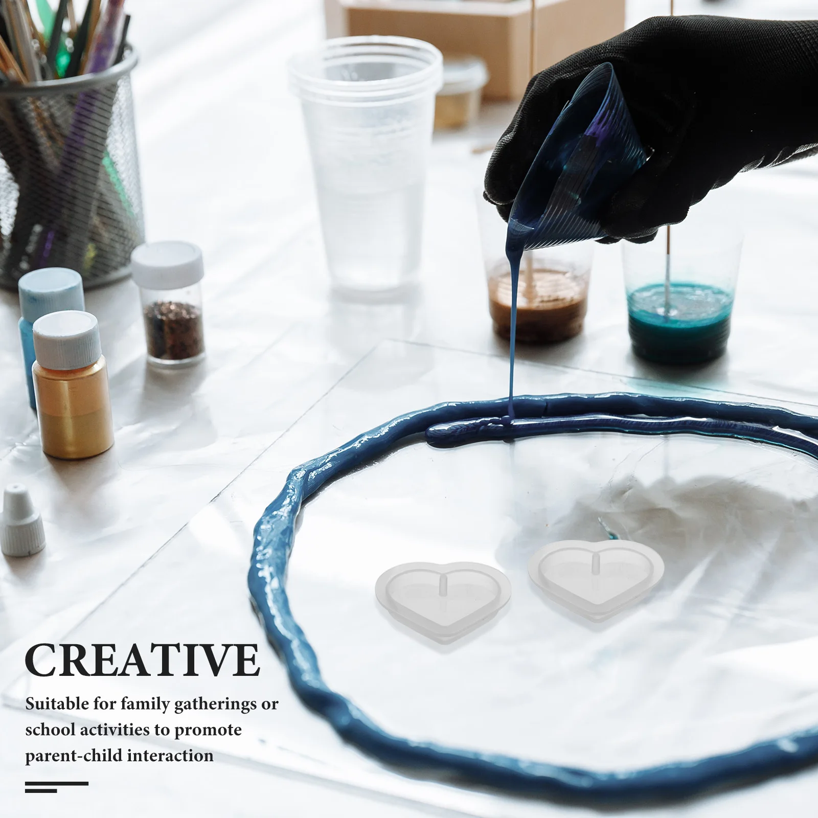 6 قطعة قوالب الراتنج القلب سيليكون الحب قلادة المفاتيح الحرفية DIY بها بنفسك صنع المجوهرات عدة ل قلادة الايبوكسي سحر عيد الحب #4