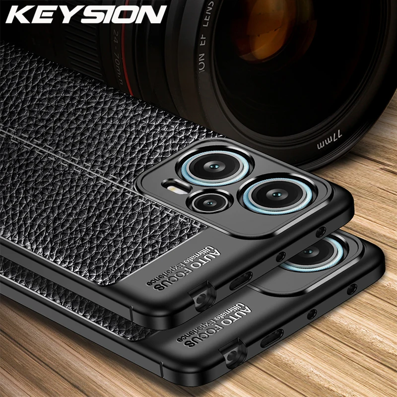 

KEYSION Shockproof Case for Xiaomi POCO F5 Pro X5 Pro 5G Leather Texture Soft Silicone Phone Cover for Redmi Note 12 4G 12 Pro+