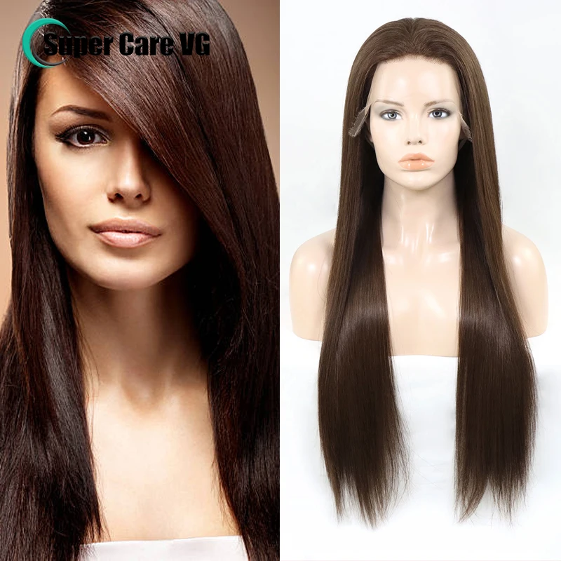 Mono Top Medical Wigs For Cancer Patients Glueless Hand Tied Human Hair Full Lace Wigs European Hair Jewish Wig Medium Brown