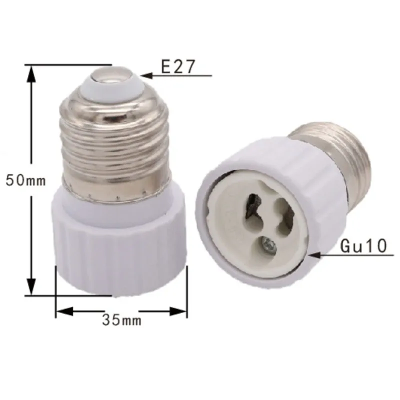 White E27 to GU10 Ceramic Base Led Light Lamp Holder Converter Screw Bulb Socket Adapter LED Saving Light Halogen Lamp Base PBT