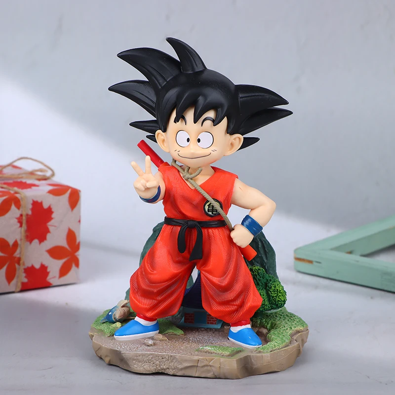 

10cm Anime Dragon Ball Z Action Figure Childhood Son Goku Training Super Saiyan Kawaii Statue PVC Collectible Model Toy Kid Gift