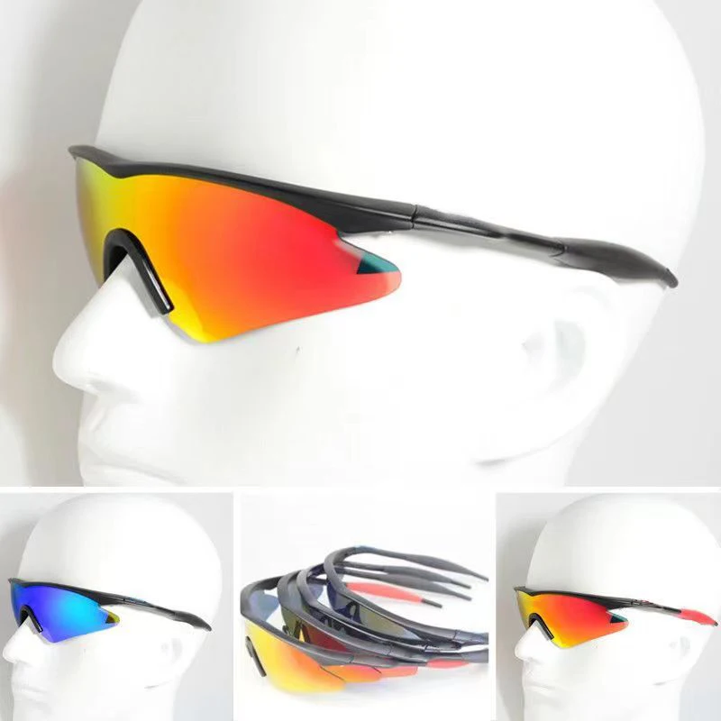 Road bike sunglasses and 5-lens red men's cycling glasses UV400 sports glasses, MTB polarized glasses equipment