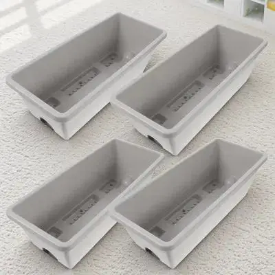 

4 Sets Vegetable Pot with Bottom Bracket Rectangular Planter Pots Indoor Planting Tray Boxes Rectangle Resin Window