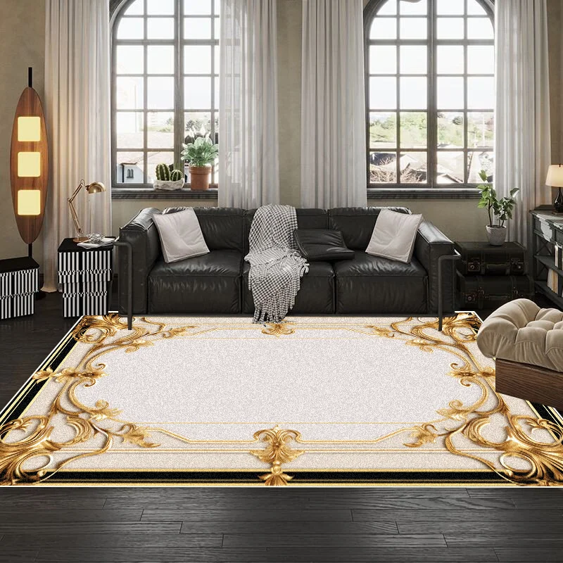 Modern Luxury Gold Carpet Living Room Family Sofa Area Bedroom Bed Large Rugs Machine Wash Non-slip Hallway Coffee Table Mat