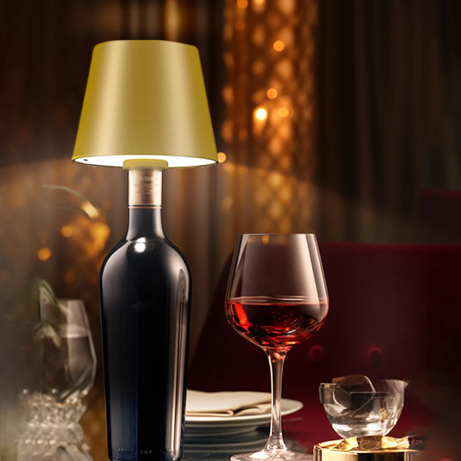 زجاجة النبيذ LED مصباح طاولة لاسلكي 3-color عكس الضوء بشكل لا نهائي USB قابلة للشحن أضواء طاولة الطعام اللمس أضواء LED مقاومة للماء #1