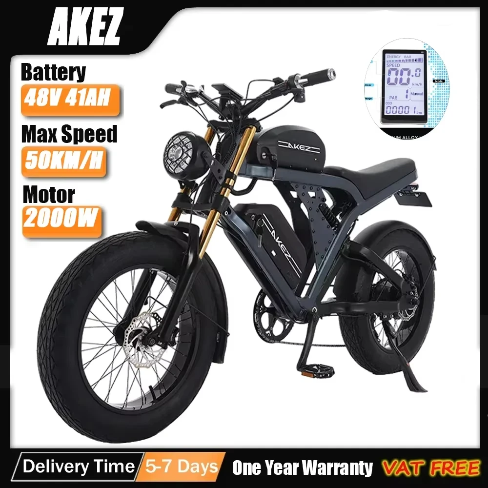 ALEZ  Mountain Off-Road Electric Bicycle 2000W High Power 48v 41ah Dual battery lithium battery  Electric bike20inch adult ebike