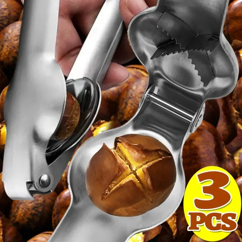 3/1PCS Chestnut Opener Stainless Steel Walnut Pliers Quick Chestnut Clip Cross-Cut Sheath Cutter Nuts Sheller Kitchen Gadgets