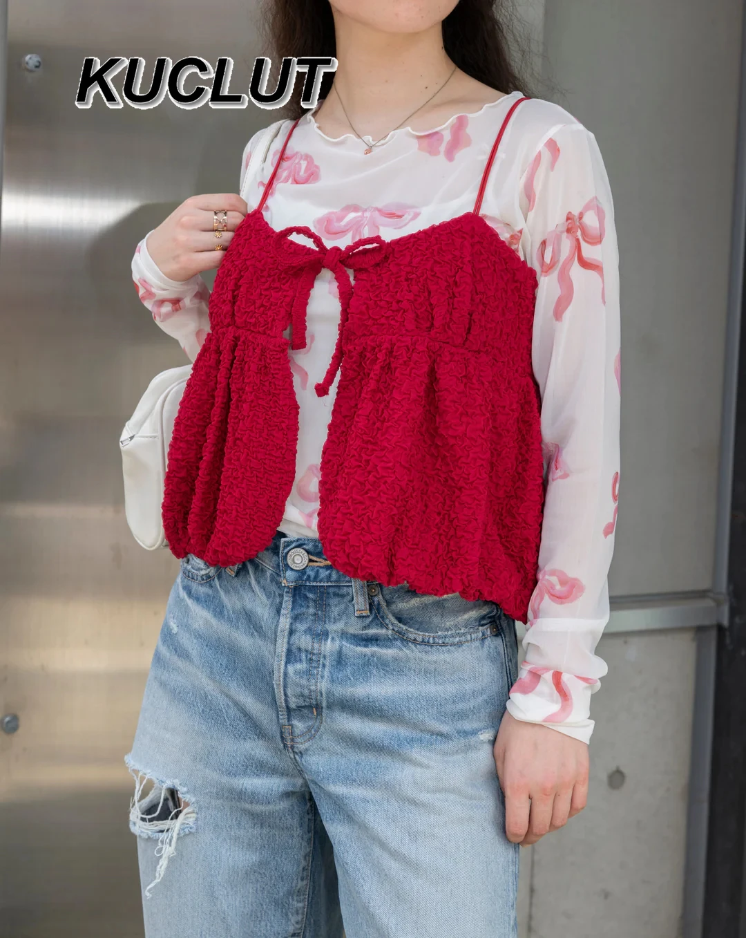 

Autumn Women's T-shirts Japanese Style Long Sleeve Top Bowknot Mesh Stretch Base Shirt 2025 New Spring Summer Casual Tees
