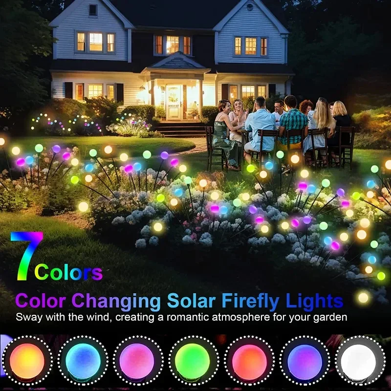 Solar LED Light Garden Decoration Outdoor Waterproof Garden Sunlight Powered Landscape Lights Firefly Lawn Lamps Balcony Decor