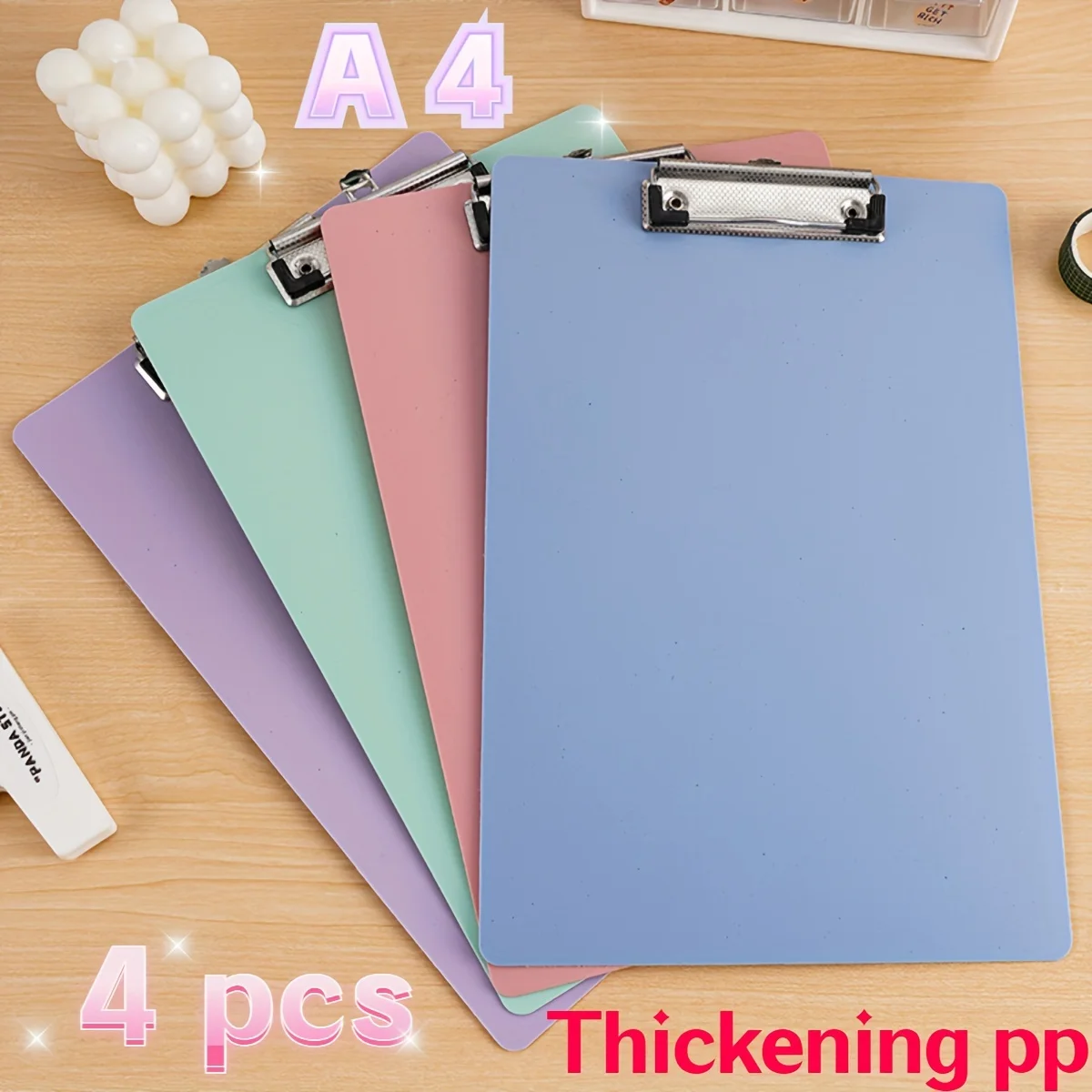 

4Pcs A4 Clipboard Document Holders, Durable Plastic Thickened File Folders, Office Supplies, Writing Pads for Exams, Papers