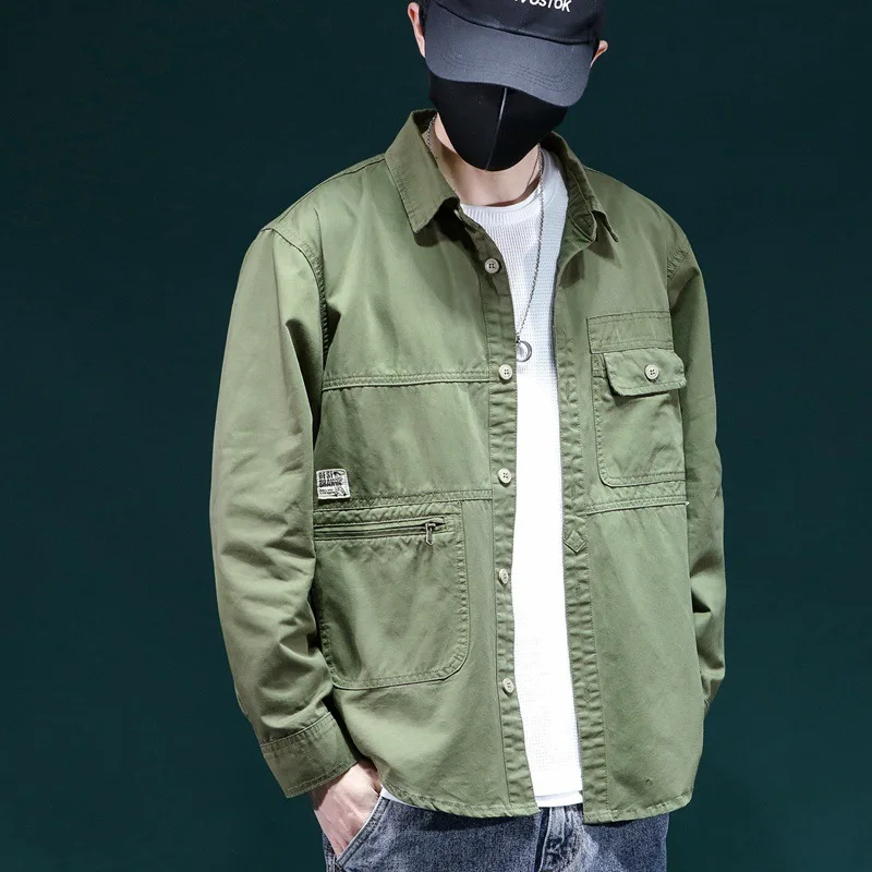 Summer Korean Version Washed Denim Shirt Men's Long-sleeved Thin Slim-fit Sunscreen Casual Shirt Work Tooling Jacket