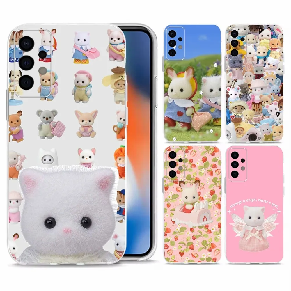 

Cute Sylvanian Families Phone Case For Samsung Galaxy A71,70,52,40,51,31,A50,21S,30S,Note20ultra Transparent Cover