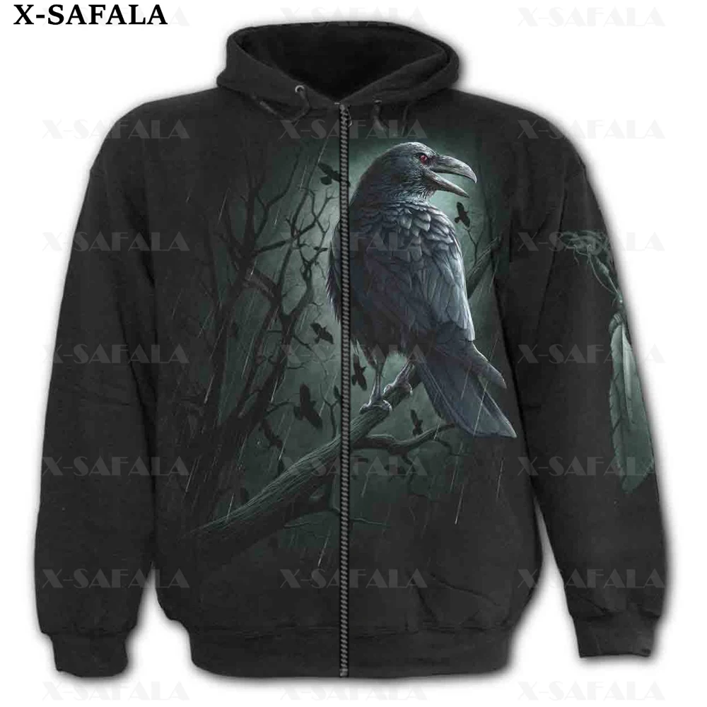 BLACK SHADOW RAVEN Crow Dark Death Punk 3D Print Zipper Hoodie Man Female Pullover Sweatshirt Hooded Jacket Jersey Tracksuits-1