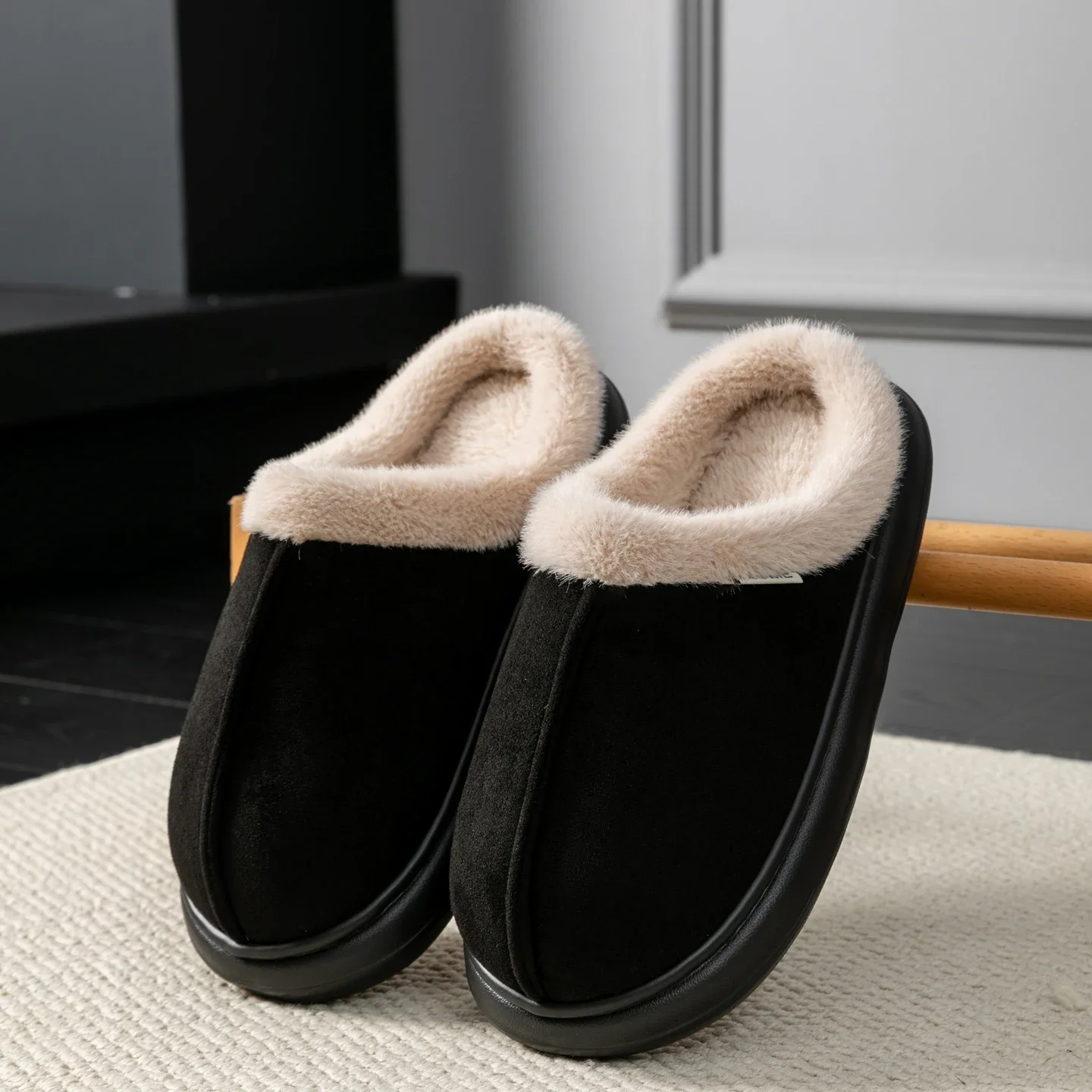 Autumn And Winter Men's Cotton Slippers Plush Warm Thick Home Wear Non-slip Wear-resistant Soft Bottom Comfortable Warm Shoes