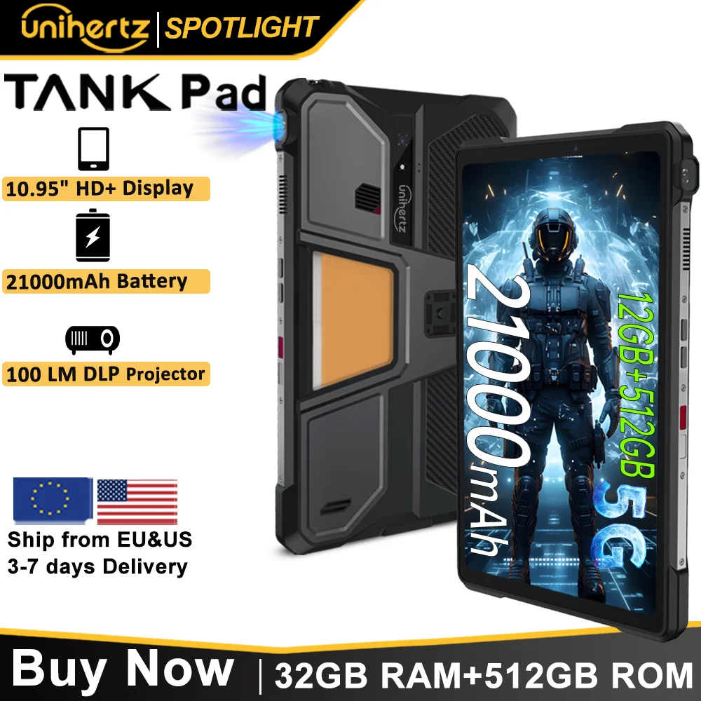 Unihertz Tank PAD 8849 Rugged Projector Phone Tablet Android 32GB 512GB 21000mAh 10.95