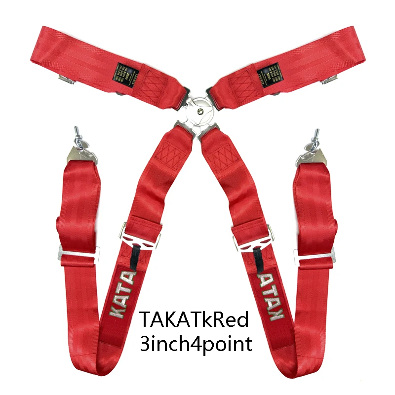 4-punts veiligheidsgordel universeel race-autogordelharnas met camlock snelsluiting snap-on 3 inch autogordel veiligheid met logo