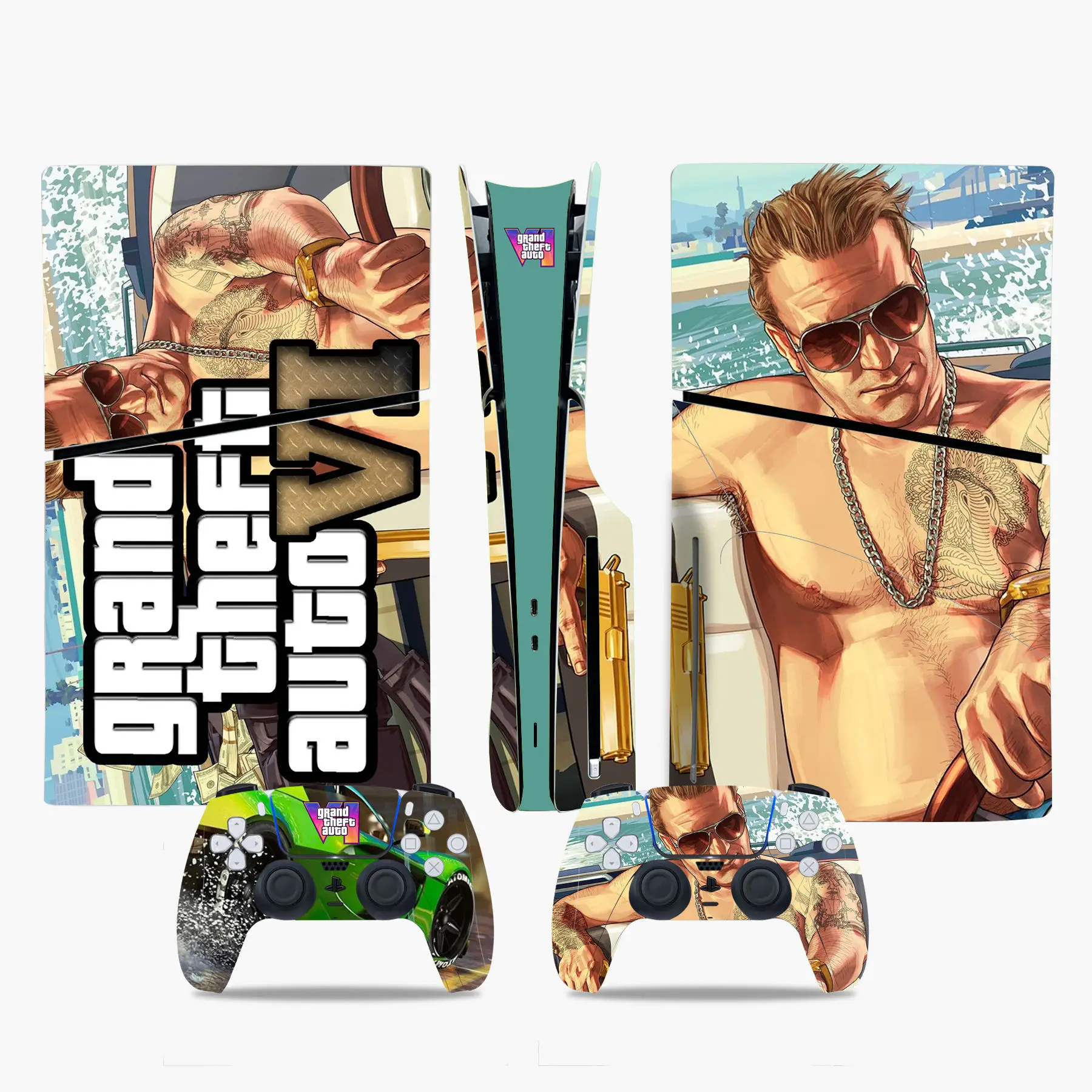 Grand Theft Auto GTA 6 PS5 Slim Disc Skin Sticker Decal Cover for Console and 2 Controllers New PS5 Slim disk Skin Vinyl