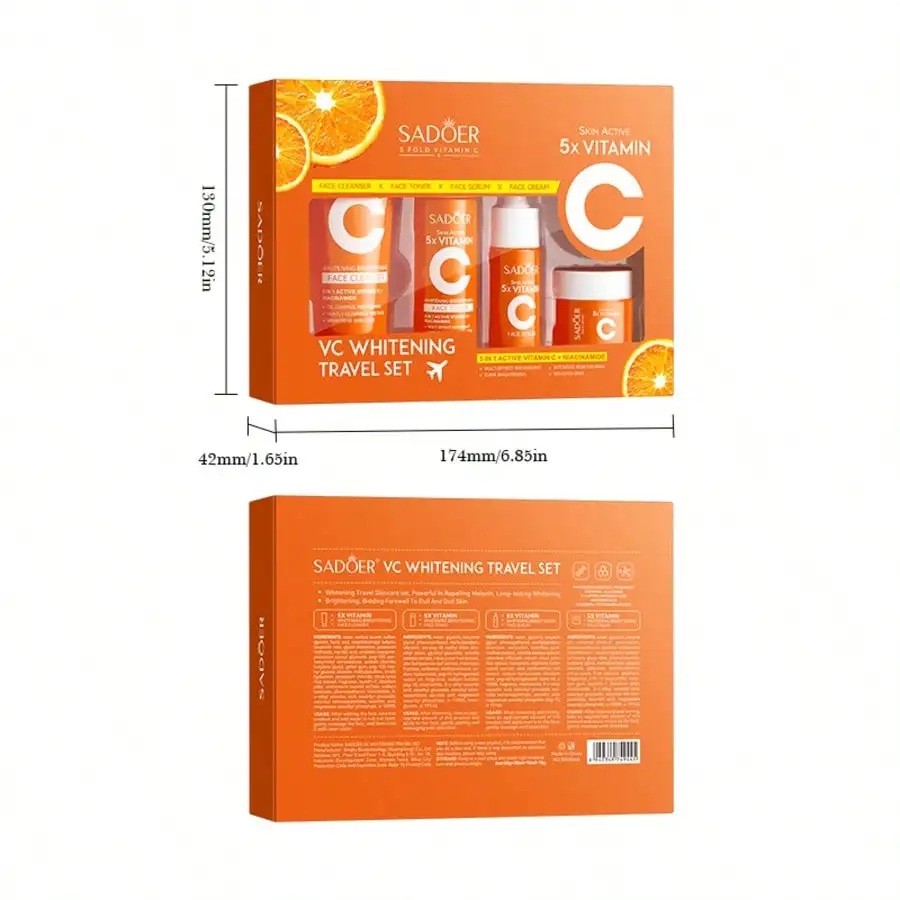 Vitamin C Skin Care Travel Set, low allergy formula, containing vitamin C and glycerin, deeply nourishes the skin.