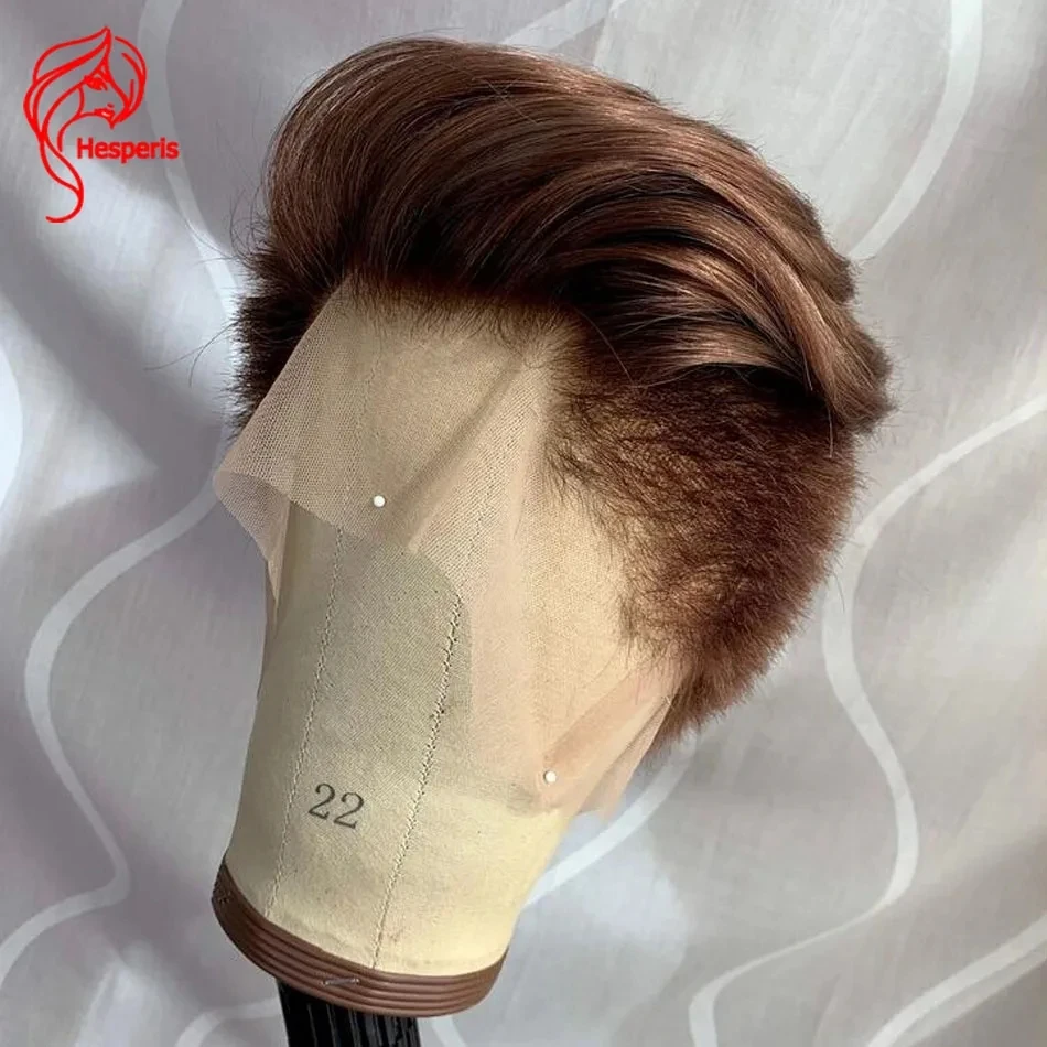 Hesperis Shaved Cut Man Wig Brazilian Remy Full Lace Human Hair Wigs Male Transparent Lace Short Cut Wig For Men