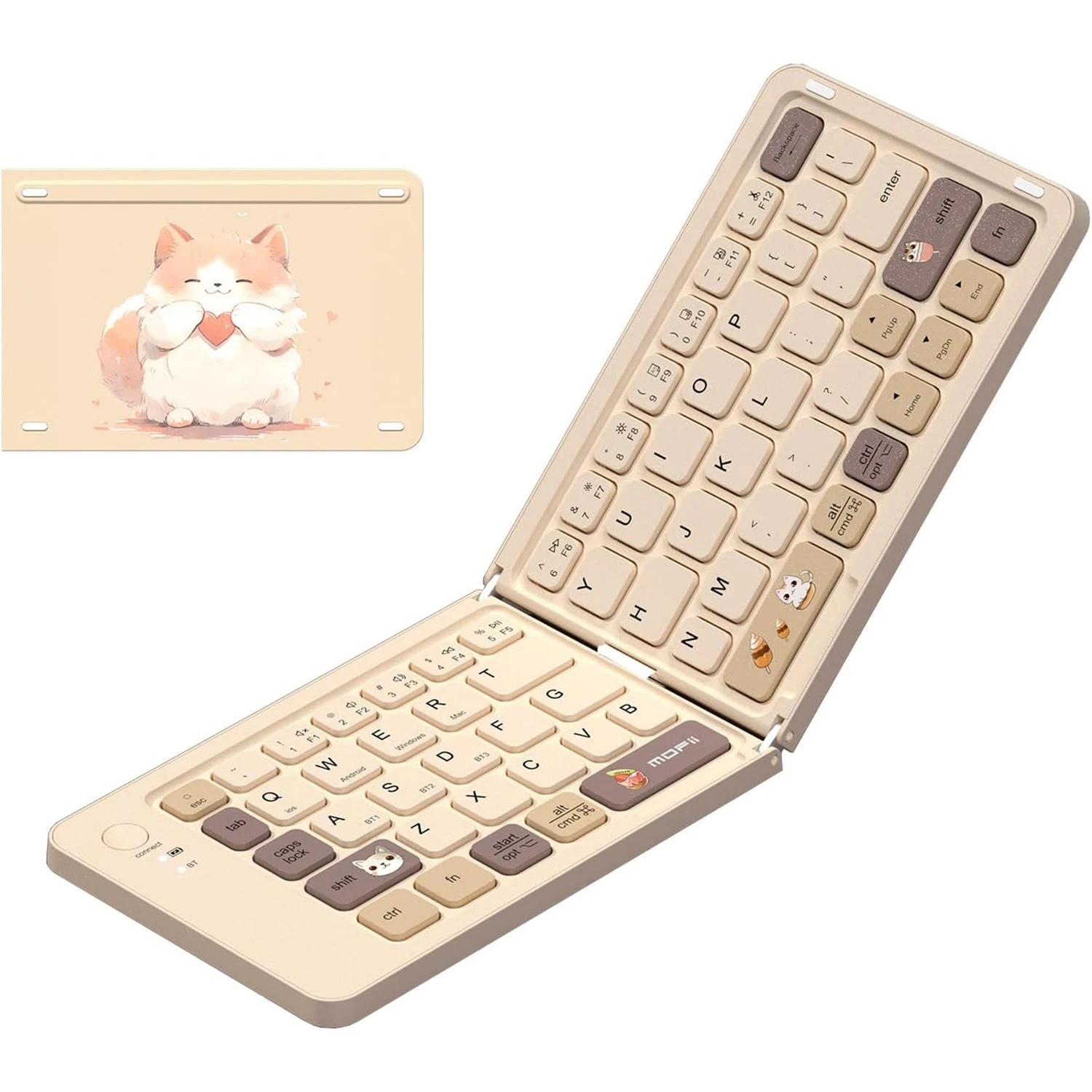 Rechargeable Bluetooth Wireless Mini Keyboard with Folding Design,Portable 67Key Cute Pocket-Sized Travel Keypad for Win/Mac OS