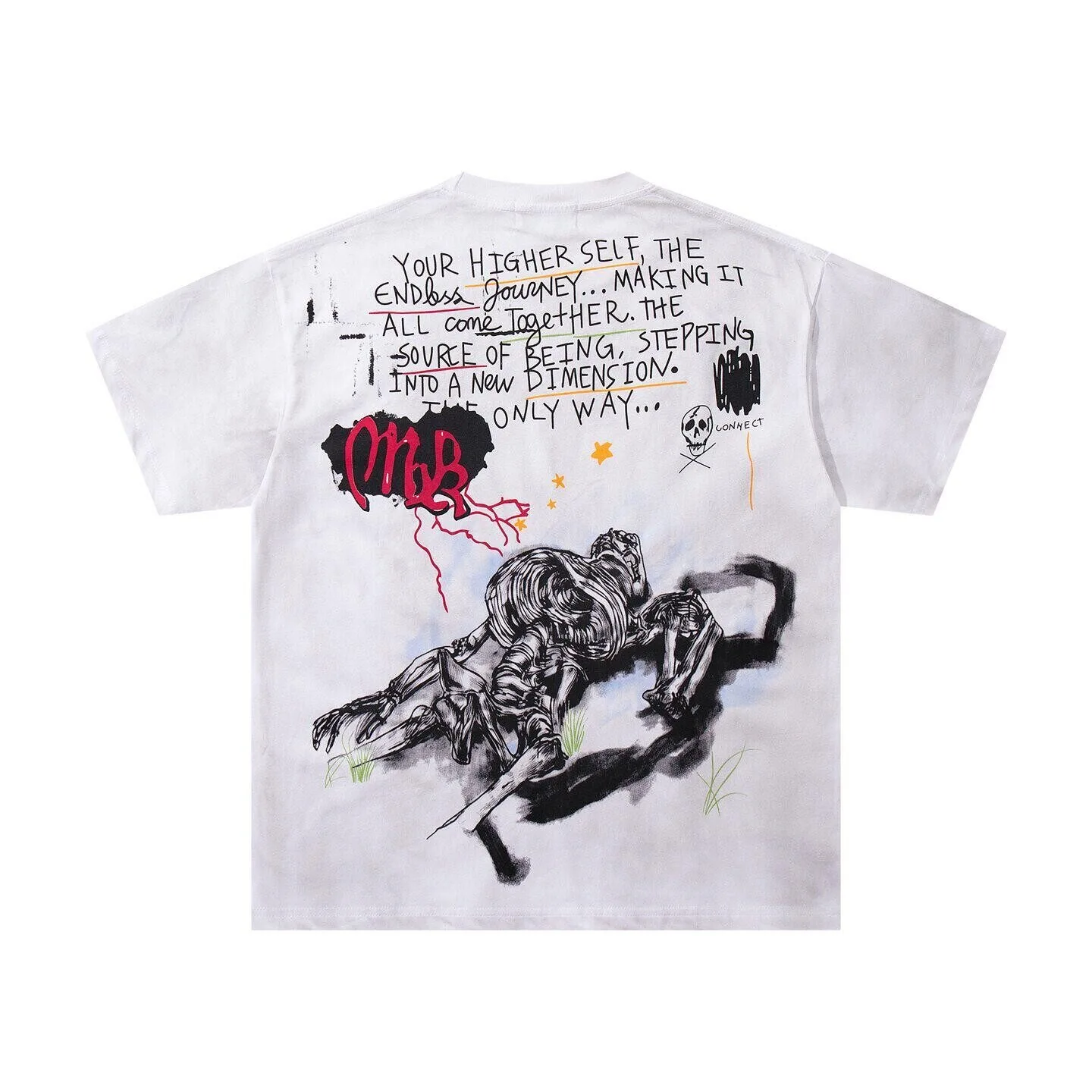MAJESTIK Vintage Retro Print Short-Sleeve T-Shirt - Men's and Women's High Street Heavy-Duty Stamped Diamond Casual Trendy Brand