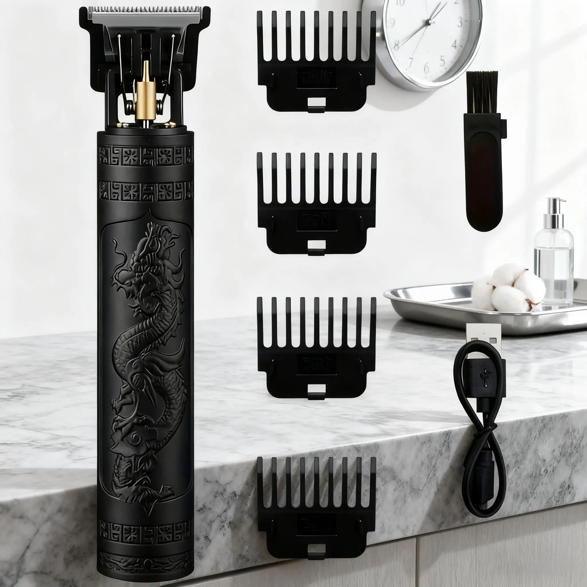 Hair Clipper & Trimmer Kit for Men, USB Charging Wireless with Adjustable Combs and Cleaning Brush, Professional Men's Trimmer for Home haircut
