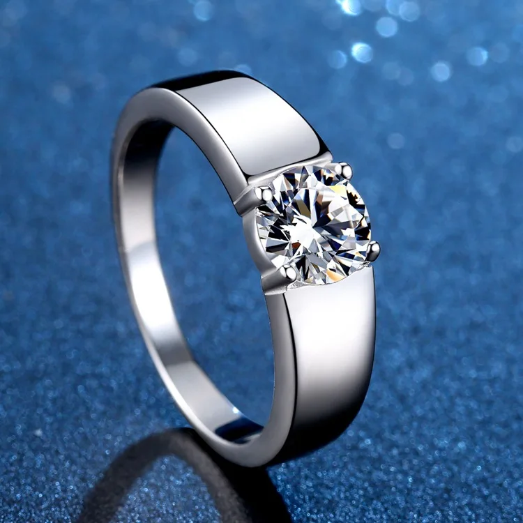 

Модное модное мужское кольцо PT950 Platinum 1Ct Moissanite - 3D-дизайн, молодежная жизненная сила, привлекательная для ежедневных прогулок