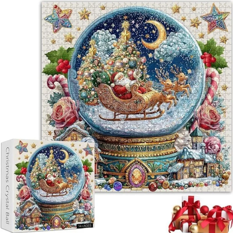 

Christmas Snow Globe Puzzle Winter Scene Crystal Ball Decor Colorful Festive Study Bedroom Fireplace Family Gathering Display