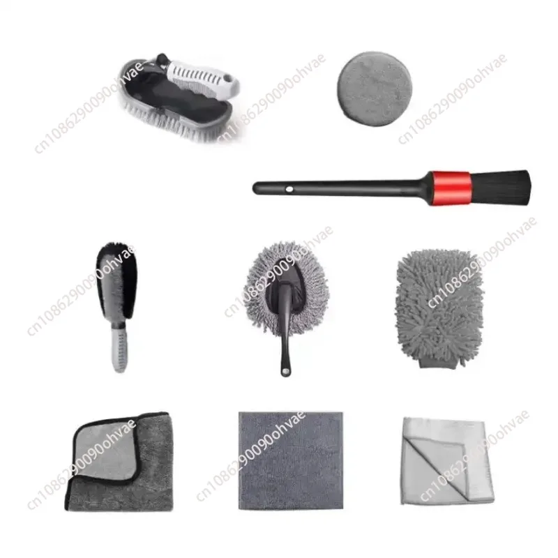 9 PCS Car Detailing Brush Set Car Cleaning Brushes For Car Wheels Washing Microfiber Duster Tools