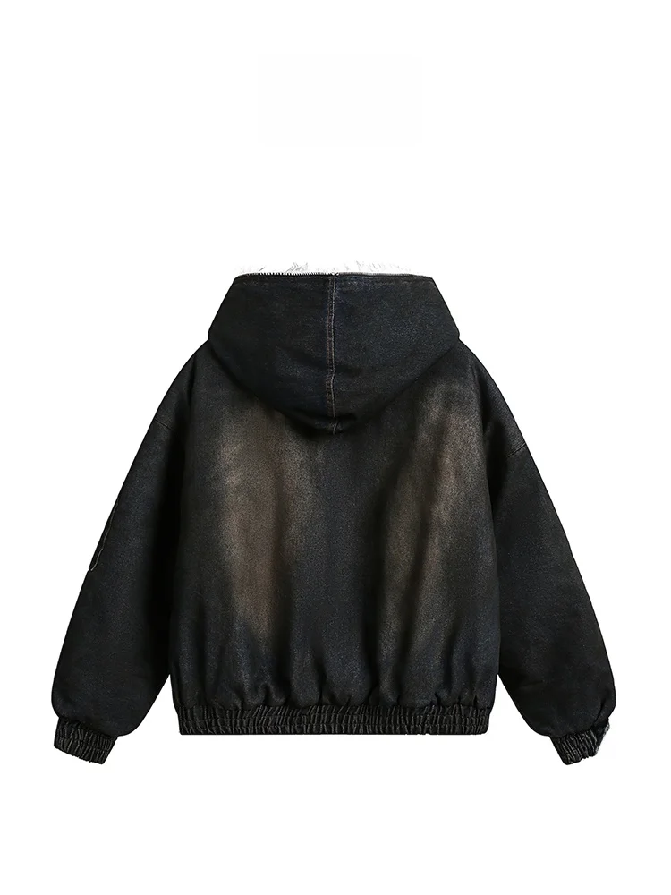 ความอบอุ่นซิปหลวมอเมริกัน Sle เบาะ Jaet Mountain Eagle Design คู่ SLIM FIT Streetwear Cotton Down Coat