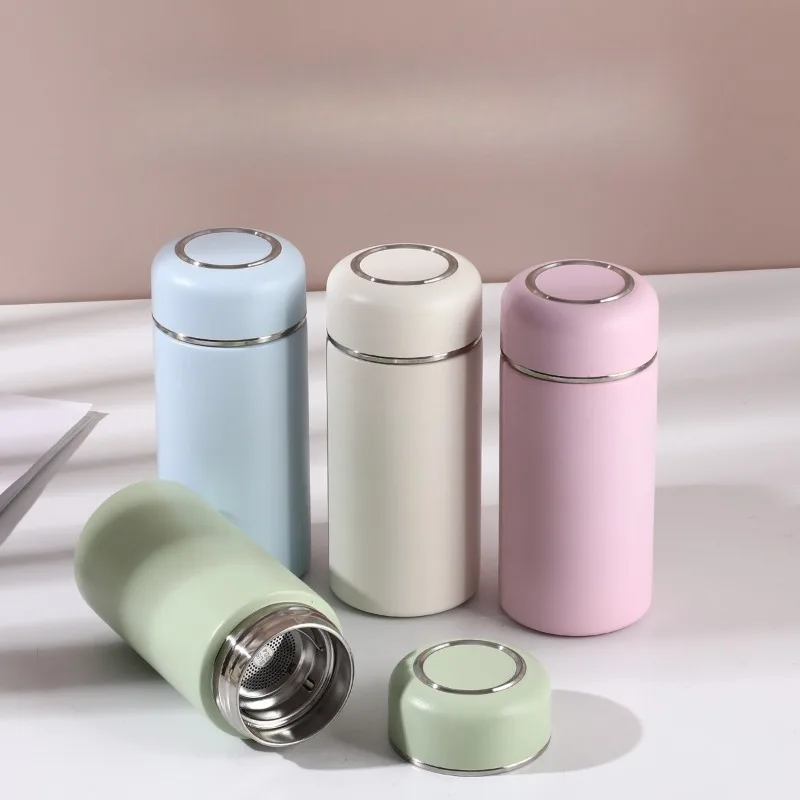 240/320ml Mini 316 Stainless Steel Insulated Water Bottle, Portable Pocket Thermos with Tea Infuser for Office Commute
