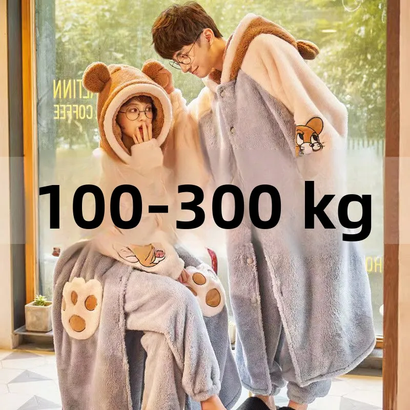 couple's-thickened-coral-fleece-pajamas-winter-home-clothes-men's-style-comfortable-breathable-cartoon-pattern-sleepwear