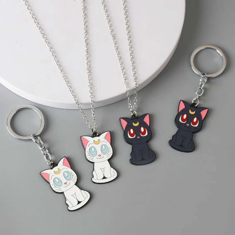 

Luna Artemis Anime Cat Keychain Cute Trend School Bag Car Key Pendant Couple Kawaii Trinket Gift Keyring Accessories