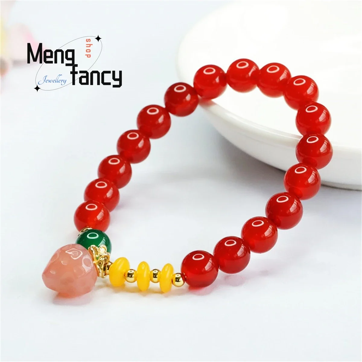 سوار سلسلة من حبات الفراولة ، طبيعي ، أصلي ، أحمر ، مصدر ملح ، بسيط ، أنيق ، شخصي ، موضة ، مجوهرات متعددة الاستخدامات