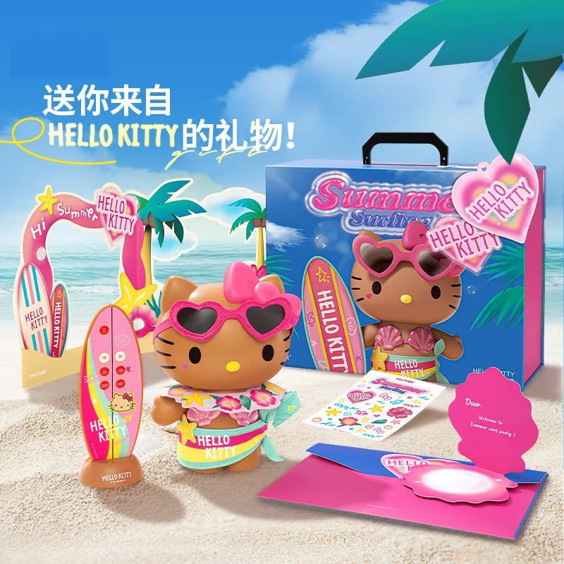 

New Sanrio Hello Kitty Bluetooth Speaker Summer Surfing Series Portable Speaker Hellokitty Girls Desktop Ornament Halloween Gift
