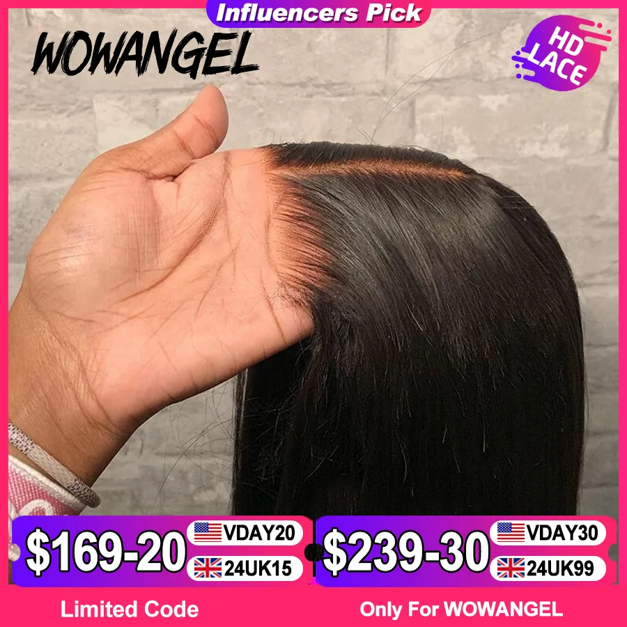 Wow Angel 5x5 Wear Go HD Lace Closure Glueless Wigs 28in Malaysian Straight Wig Pre Plucked Human Wigs Ready to Go Wig For Woman