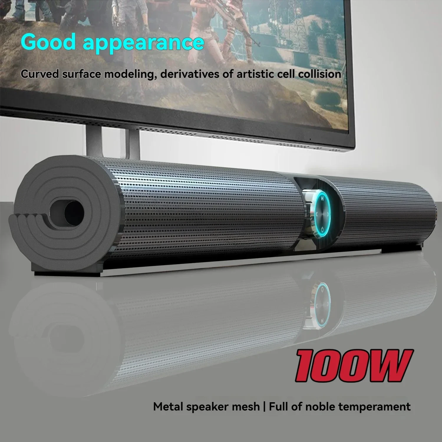 

TV Sound Bar Wireless Bluetooth Speakers 3D Stereo Surround Home Theater Super Bass Subwoofer with FM Radio for Computers Column