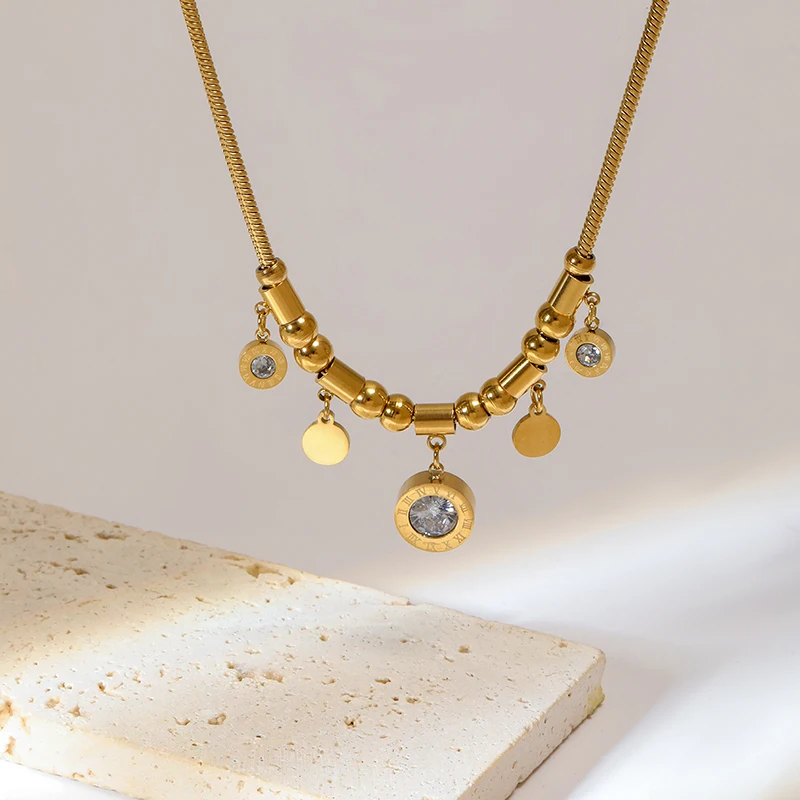 GANEMLY 316L Edelstahl Hohl Herz Halskette Armbänder Wasserdicht Schmuck Charme Metallic Gold Farbe Kette Mode Dame Geschenk – Detail 15