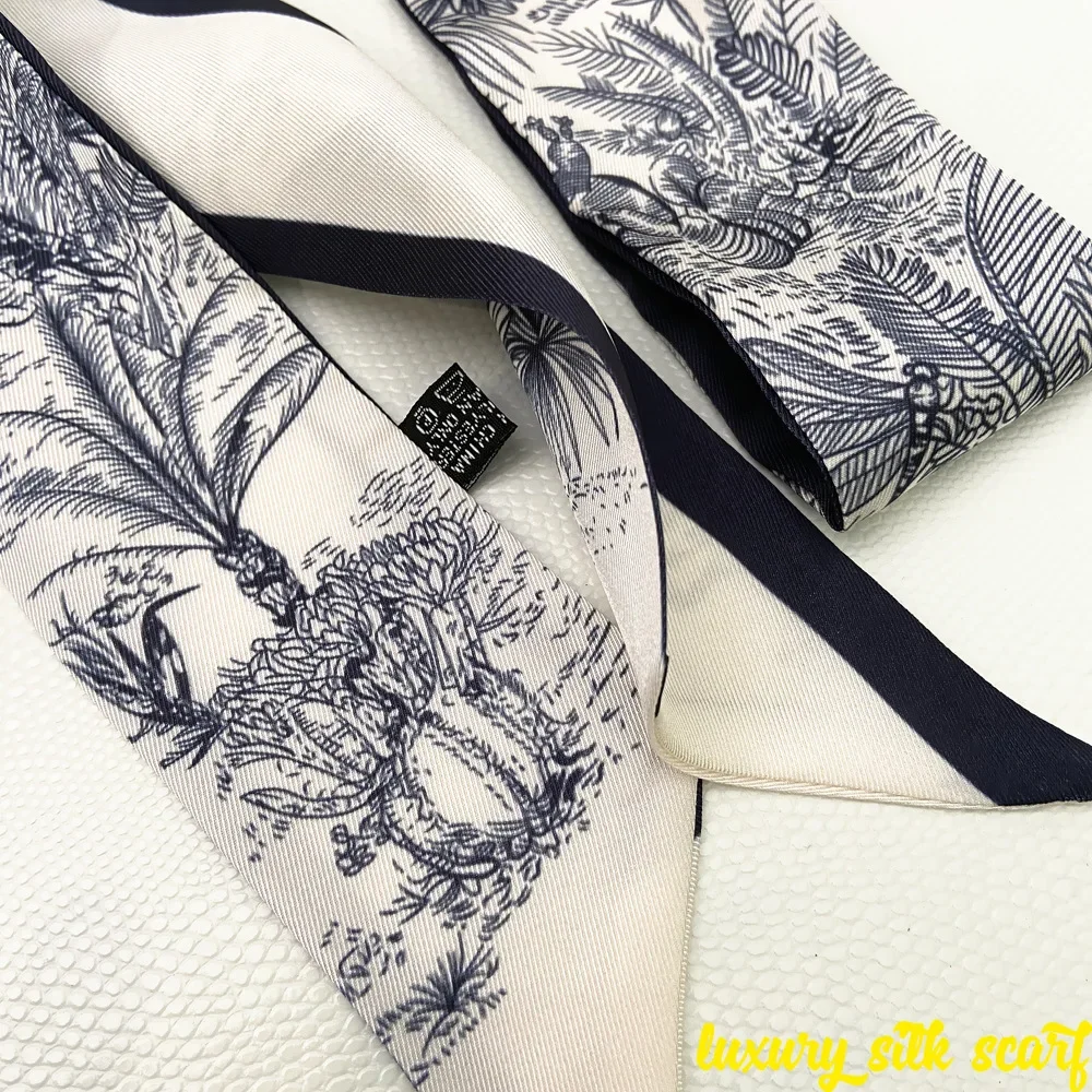 NEW Spring Luxry Design Women Silk Ribbon Scarf Handbag Handle Wrap Bag Ribbon Scarf Women Girls Head Hair Wrist Ribbon  Bag
