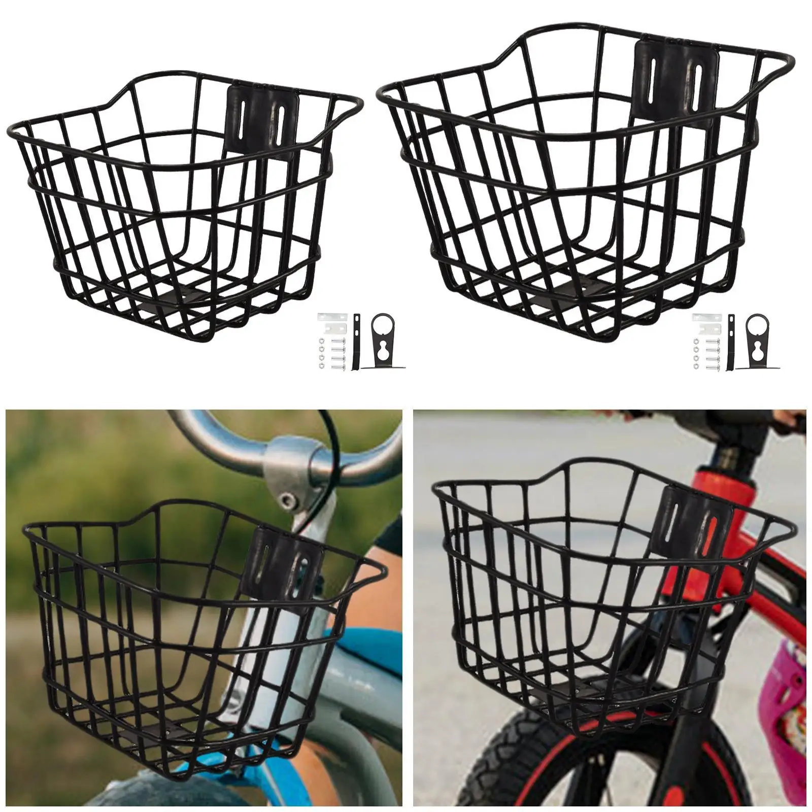 Kids Bike Basket Front Handlebar Basket Iron Carrier Portable Storage Basket Bicycle Basket for Girls Sports Cycling Shopping