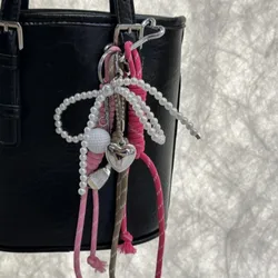 Korean Charm Nylon Handmade Rope Keychain Y2K Fashion Bag Pendant Jewelry DIY Sports Style Couple Bracelet Colorful Pendant Gift