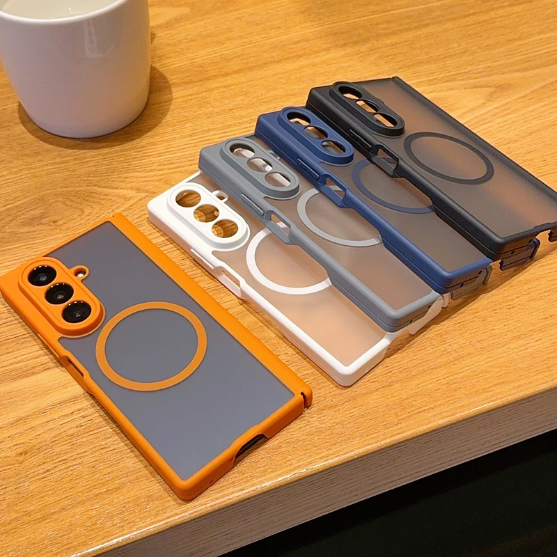 Luxuriöse matte Hülle mit magnetischem Scharnier für Magsafe, faltbar, für Samsung Galaxy Z Fold 7 8Ultra, kabelloses Laden, stoßfeste, transparente Abdeckung – Detail 4