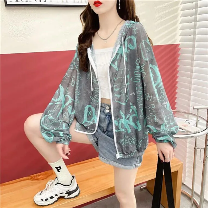 Thin Women's Jacket 2023 New Outdoor Sunscreen Clothing Summer Loose Breathable Ice Silk Korean Coat Air-Conditioned Shirt