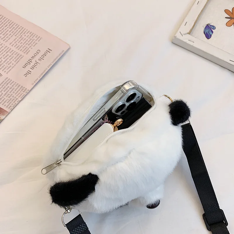 1pcs Cute Fashion Plush Crossbody Bag Panda Backpacks One Shoulder Diagonal Wallet Stuffed Animals Toy Purse Kids Birthday Gift