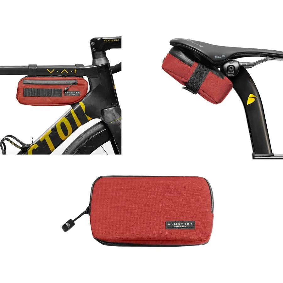 Compact Frame Bag Bundle Red Ideal for Cycling Adventures and Daily Commuting Features Bike Frame Bag Saddle Bag and Ride Walle